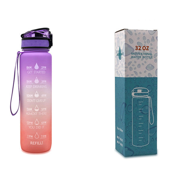 1L Tritan Water Bottle With Time Marker Bounce Cover Motivational