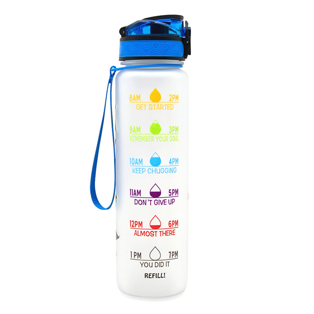 1L Tritan Water Bottle With Time Marker Bounce Cover Motivational