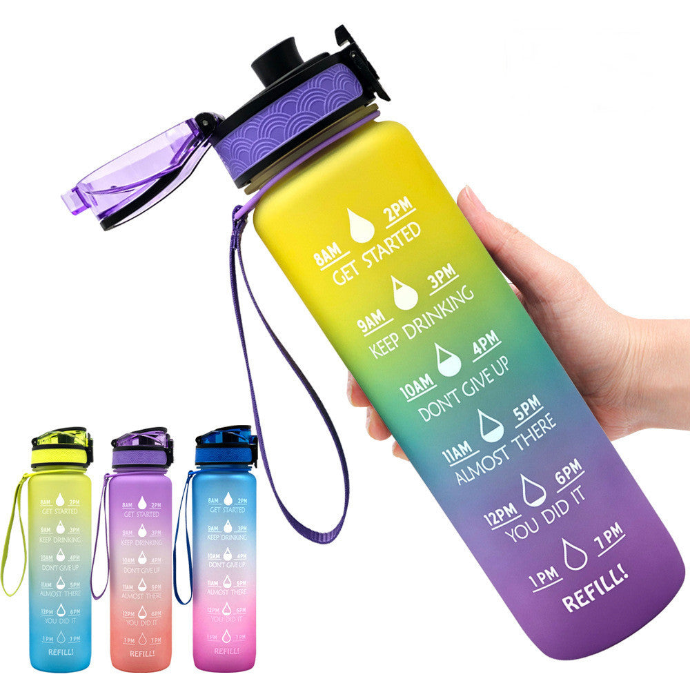 1L Tritan Water Bottle With Time Marker Bounce Cover Motivational