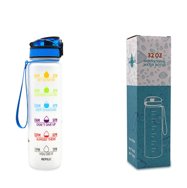 1L Tritan Water Bottle With Time Marker Bounce Cover Motivational