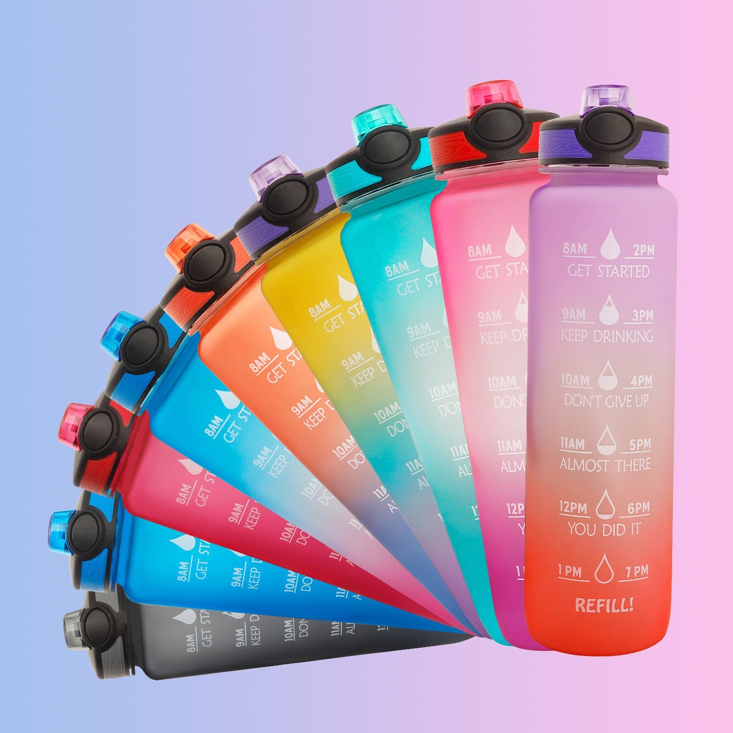 1L Tritan Water Bottle With Time Marker Bounce Cover Motivational
