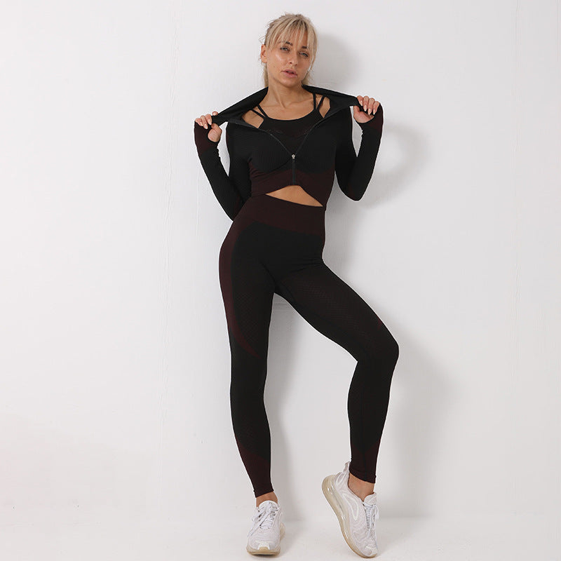 3PCS Yoga Set Seamless Sport Set Women Gym Clothing Leggings Women
