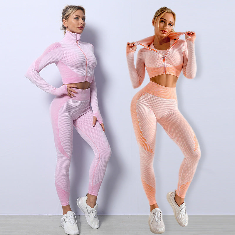 3PCS Yoga Set Seamless Sport Set Women Gym Clothing Leggings Women