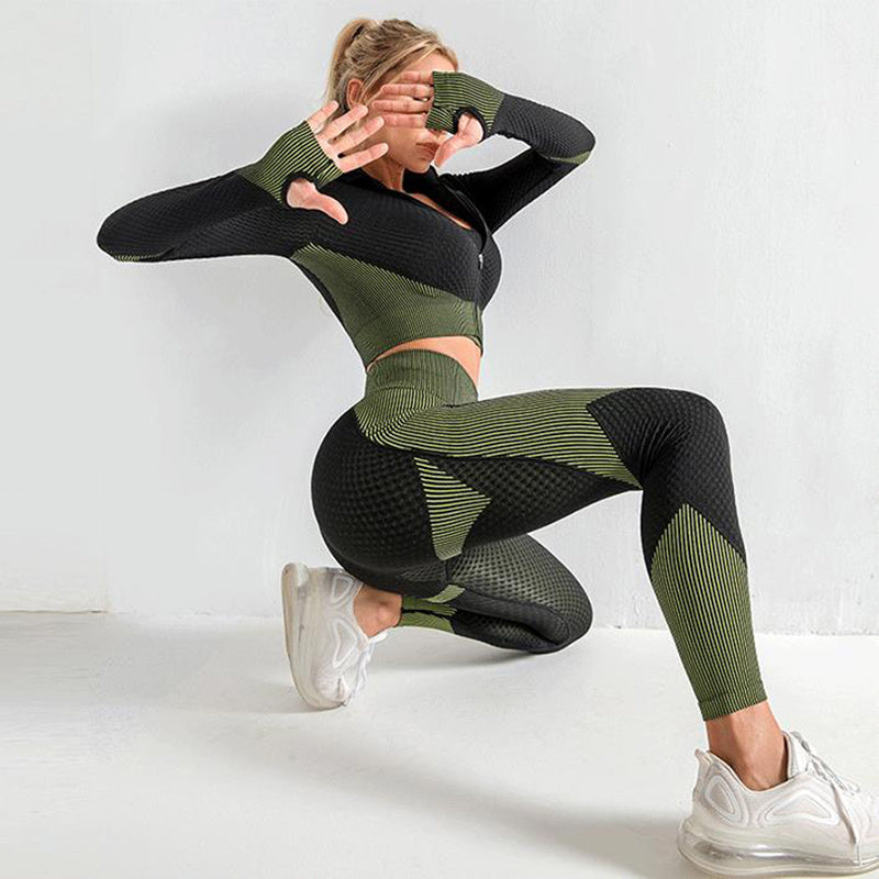 3PCS Yoga Set Seamless Sport Set Women Gym Clothing Leggings Women