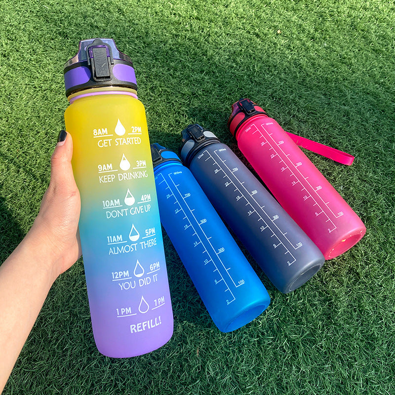 1L Tritan Water Bottle With Time Marker Bounce Cover Motivational