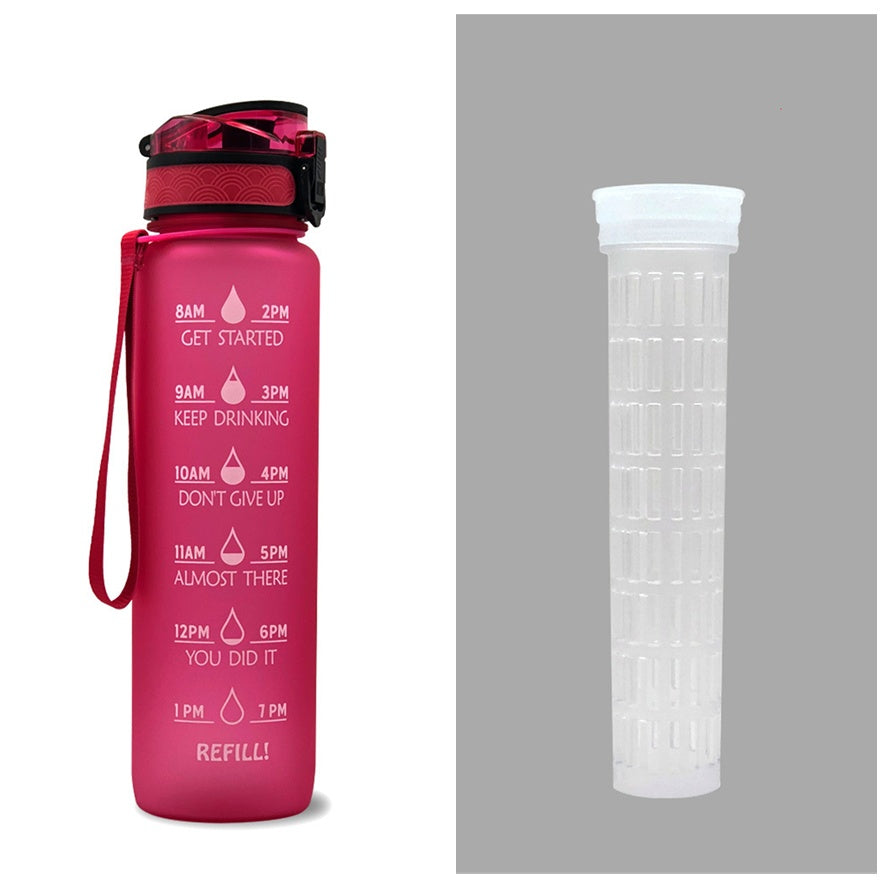 1L Tritan Water Bottle With Time Marker Bounce Cover Motivational