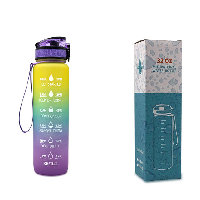 1L Tritan Water Bottle With Time Marker Bounce Cover Motivational